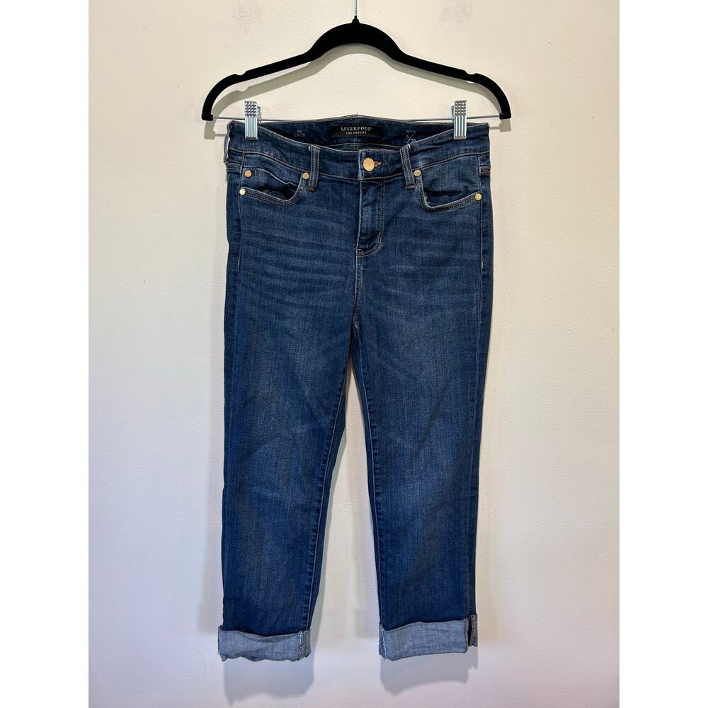 Liverpool Los Angeles jeans size 6/28 crop inseam 21 inches dark wash